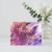 Vielen Dank Rose Gold Pink Watercolor Glitzer Postkarte (Stehend Vorderseite)