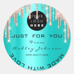 Vielen Dank Rose-Tropfen mit Liebe Minze Runder Aufkleber