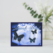 Vielen Dank, Rose und Schmetterlinge Postkarte (Stehend Vorderseite)