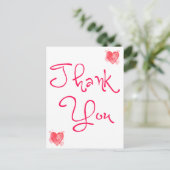 Vielen Dank, Rot und Rosa Herzfarbe Postkarte (Stehend Vorderseite)