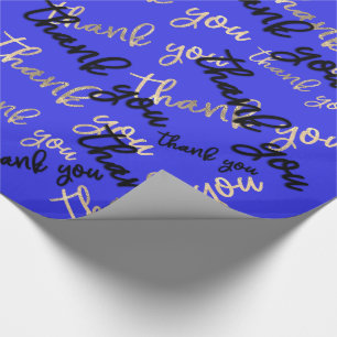 Vielen Dank Royal Blue Gold Caligraphy Script Gefa Geschenkpapier