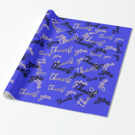 Vielen Dank Royal Blue Gold Caligraphy Script Gefa Geschenkpapier