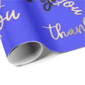 Vielen Dank Royal Blue Gold Caligraphy Script Gefa Geschenkpapier (Rolleneckpunkt)