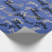 Vielen Dank Royal Blue Gold Caligraphy Script Geschenkpapier (Ecke)
