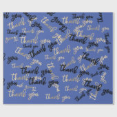 Vielen Dank Royal Blue Gold Caligraphy Script Geschenkpapier (Flach)