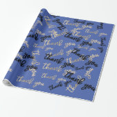Vielen Dank Royal Blue Gold Caligraphy Script Geschenkpapier (Ungerollt)