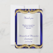 Vielen Dank Royal Blue Navy Wedding Gold Crown Dankeskarte (Rückseite)