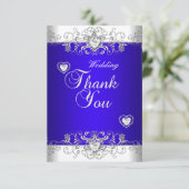 Vielen Dank Royal blue Wedding White Diamond Hea Dankeskarte (Stehend Vorderseite)