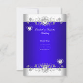 Vielen Dank Royal blue Wedding White Diamond Hea Dankeskarte (Rückseite)