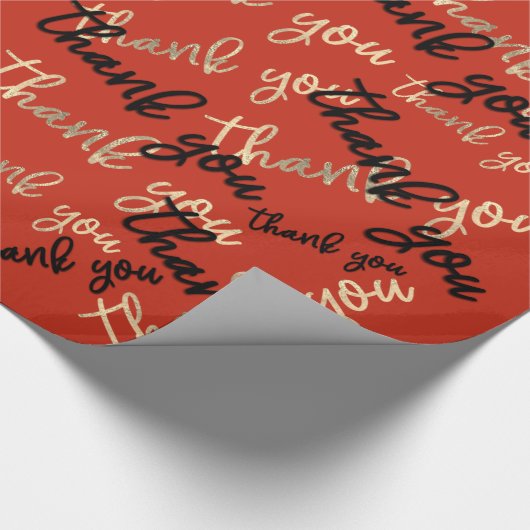 Vielen Dank Royal Orange Gold Caligraphy Script Geschenkpapier (Ecke)
