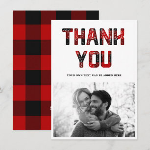 Vielen Dank, Rustic Red Kariert Foto Card Einladung