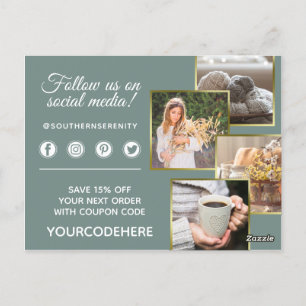 Vielen Dank, Rustic Southern Cotton 4-Foto Postkarte