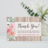 Vielen Dank Rustic Wood Country Farmhouse Rose Car Einladung (Stehend Vorderseite)