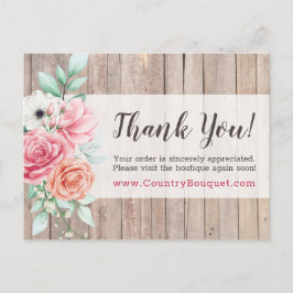 Vielen Dank Rustic Wood Country Farmhouse Rose Postkarte