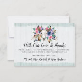 Vielen Dank Rustikale Blütenkuh Skull Boho Fotokar Dankeskarte (Rückseite)