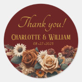 Vielen Dank! Rustikale Hochzeit Runder Aufkleber (Vorderseite)