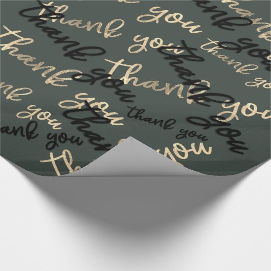 Vielen Dank Sage Green Gold Caligraphy Gefallen Geschenkpapier (Ecke)
