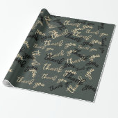 Vielen Dank Sage Green Gold Caligraphy Gefallen Geschenkpapier (Ungerollt)