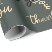Vielen Dank Sage Green Gold Caligraphy Gefallen Geschenkpapier (Rolleneckpunkt)