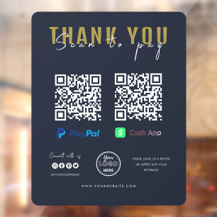 Vielen Dank Scan zu zahlen QR-Code-Zahlung Navy Lo Fensteraufkleber