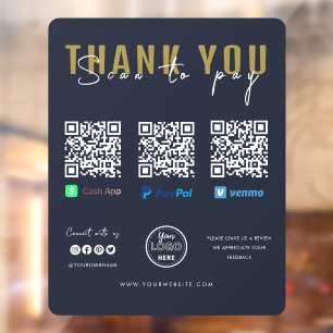 Vielen Dank Scan zu zahlen QR-Code-Zahlung Navy Lo Fensteraufkleber