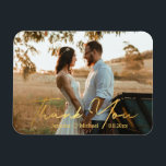 Vielen Dank, schicke goldene handschrift Hochzeit  Magnet<br><div class="desc">Vielen Dank,  moderne schicke goldene Handschrift Hochzeit Foto Magnet,  Custom</div>