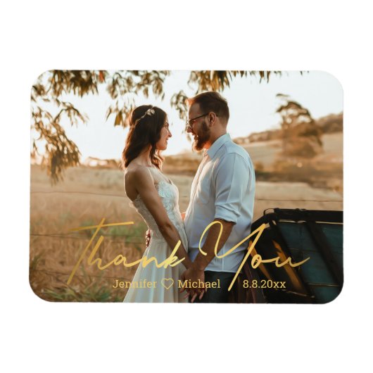 Vielen Dank, schicke goldene handschrift Hochzeit Magnet (Horizontal)