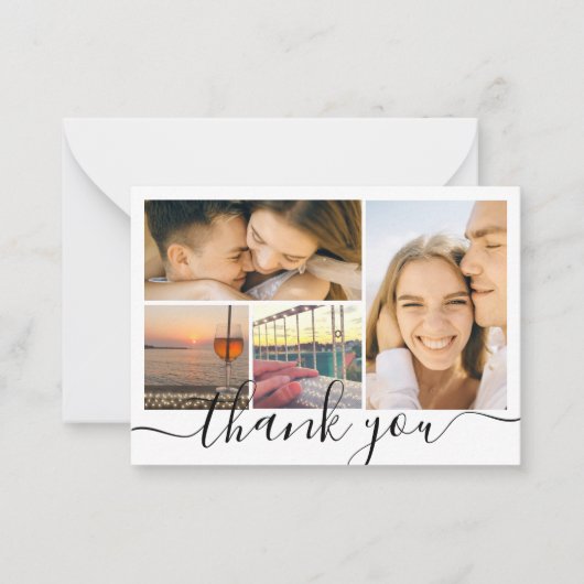 Vielen Dank schicke Handschrift 4 Foto Collage Hoc Mitteilungskarte (Vorderseite)