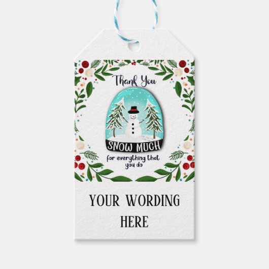 Vielen Dank Schnee für alles, was Sie Weihnachten  Geschenkanhänger (Vorderseite)