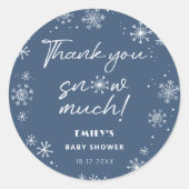 Vielen Dank Schnee viel blaue Babydusche Runder Aufkleber (Vorderseite)