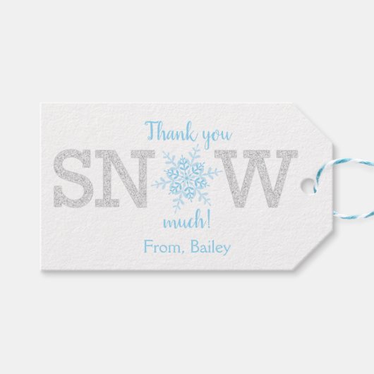 Vielen Dank Schnee viel Winter ONEderland Blue Sil Geschenkanhänger (Vorderseite (Horizontal))