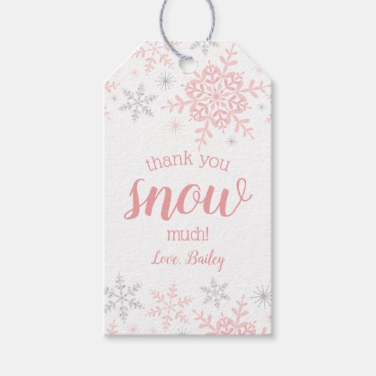 Vielen Dank Schnee viel Winter ONEderland Pink Sil Geschenkanhänger (Vorderseite)