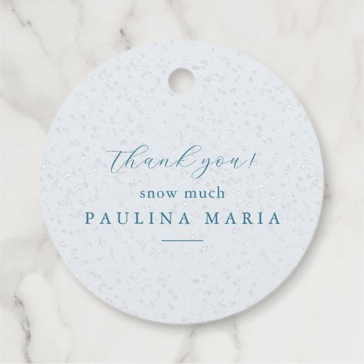 Vielen Dank Schnee viel Winter Quinceanera Blue Geschenkanhänger (Rückseite)