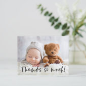 Vielen Dank | Schwarz | Baby Foto Vielen Dank Postkarte (Stehend Vorderseite)