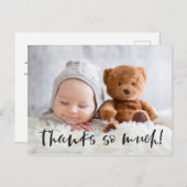 Vielen Dank | Schwarz | Baby Foto Vielen Dank Postkarte (Vorne/Hinten)