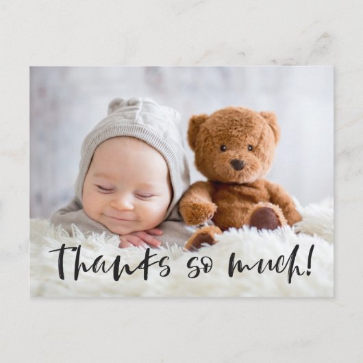 Vielen Dank | Schwarz | Baby Foto Vielen Dank Postkarte (Vorderseite)