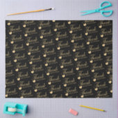 Vielen Dank - Schwarz und Gold Script Tissue Paper Seidenpapier (Basteln)