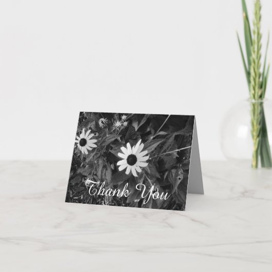 Vielen Dank, Schwarz und Weiß Blume Dankeskarte (Vorderseite)
