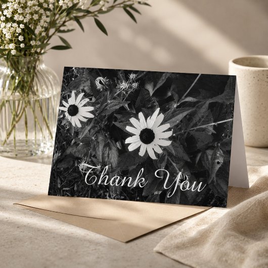 Vielen Dank, Schwarz und Weiß Blume Dankeskarte