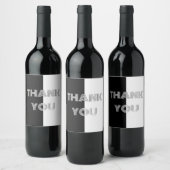 Vielen Dank Schwarz und Weiß Elegant Stilvolle Op  Weinetikett (Flaschen)