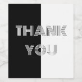 Vielen Dank Schwarz und Weiß Elegant Stilvolle Op  Weinetikett (Einzelnes Label)