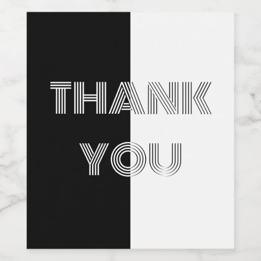 Vielen Dank Schwarz und Weiß Elegant Stilvolle Op Weinetikett (Einzelnes Label)