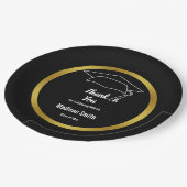 Vielen Dank, Schwarz-Weiß-Abschluss Grand's Name Pappteller (Schrägansicht)