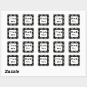 Vielen Dank Schwarz-weiß Diamond Pattern Marble Quadratischer Aufkleber (Blatt)
