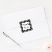 Vielen Dank Schwarz-weiß Diamond Pattern Marble Quadratischer Aufkleber (Umschlag)