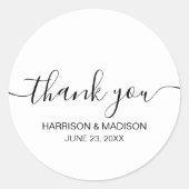 Vielen Dank Schwarz-weiß modernes, benutzerdefinie Runder Aufkleber (Vorderseite)