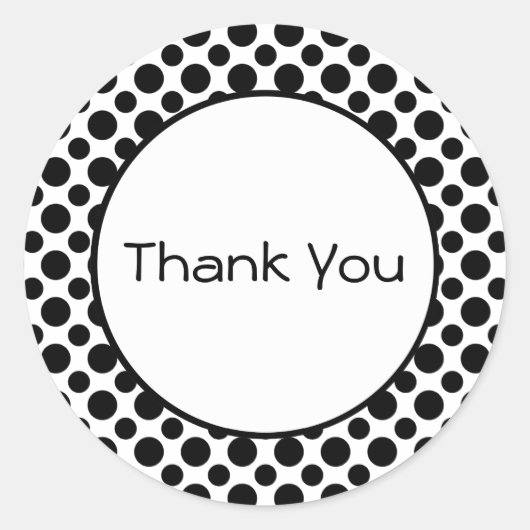 Vielen Dank Schwarz-weiß Polka Dots Sticker (Vorderseite)