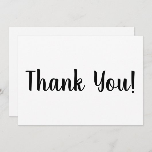 Vielen Dank Schwarz-weiße Pinselskriptkarte (Vorne/Hinten)