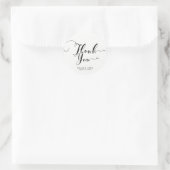 Vielen Dank Schwarz-weißes Script Custom Wedding G Runder Aufkleber (Tasche)