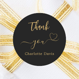 Vielen Dank, schwarzer Goldname Runder Aufkleber